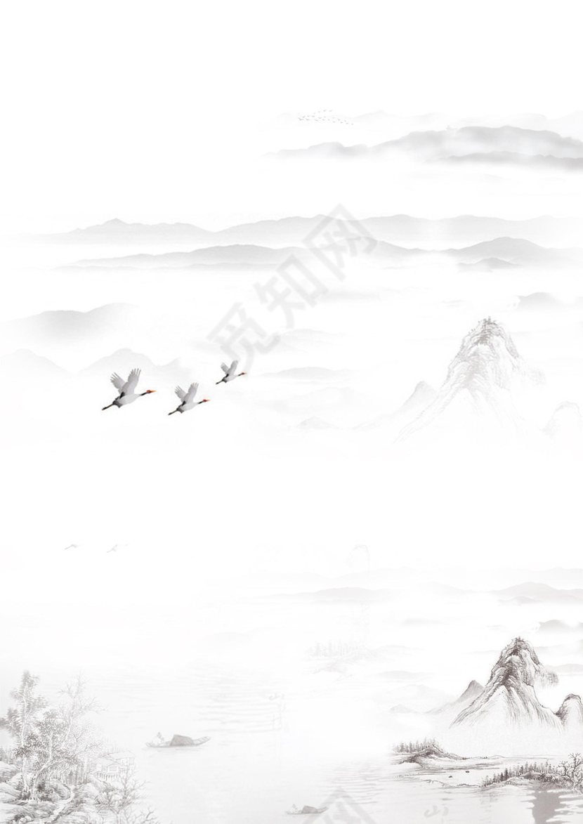 通用水墨word信纸模板背景