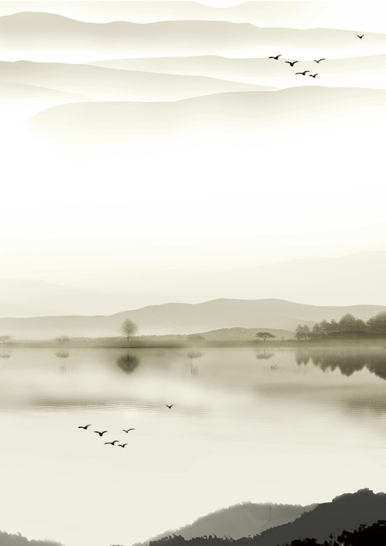 通用水墨中国风word信纸模板背景