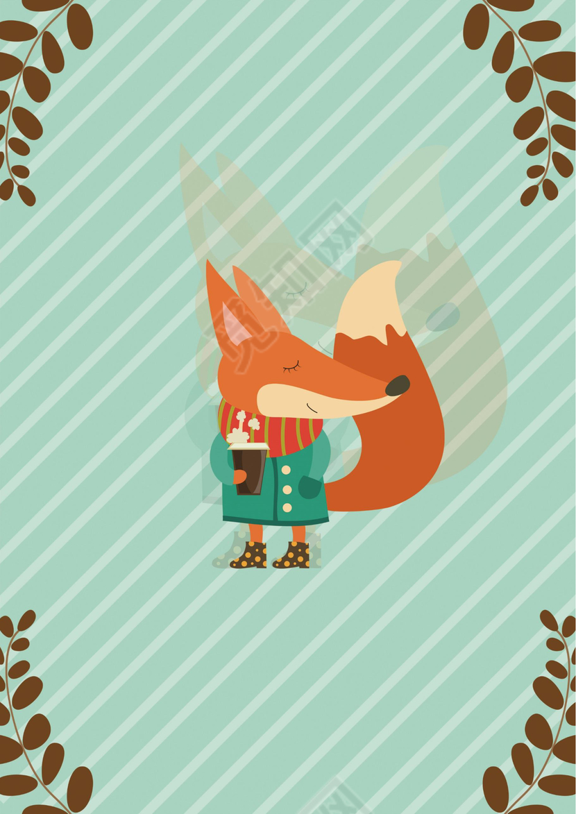 绿色动物word信纸模板背景