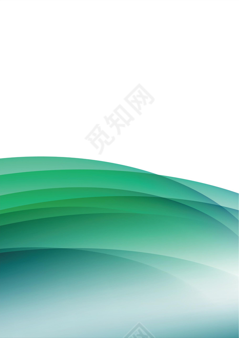 绿色科技曲线信纸信封
