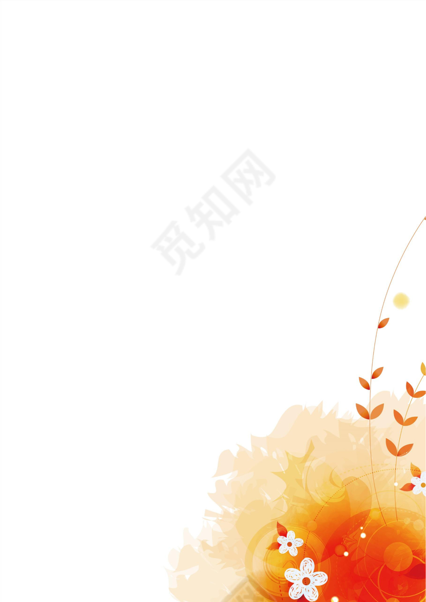 橙色花卉信纸信封设计