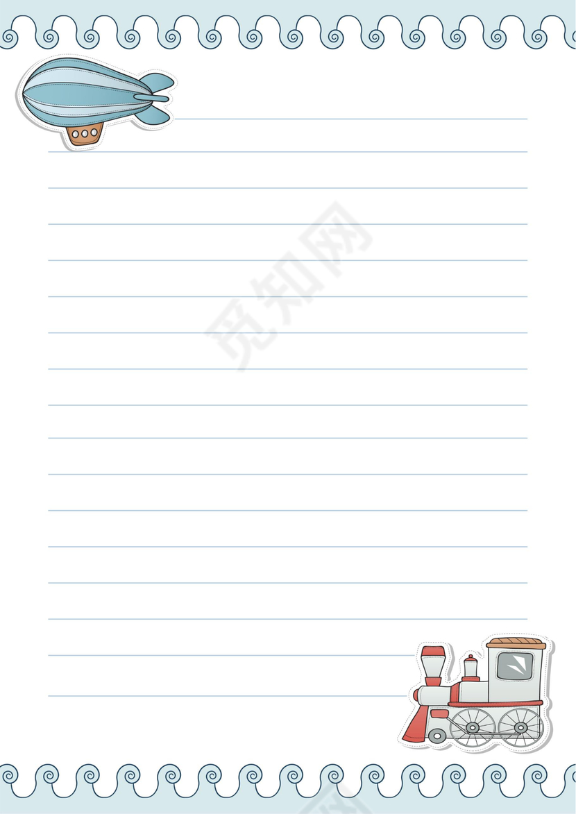 唯美清新卡通风信纸模板Word版AI版