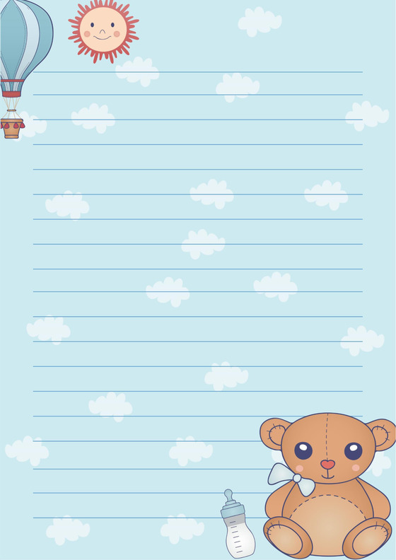 清新卡通风信纸模板Word版矢量背景