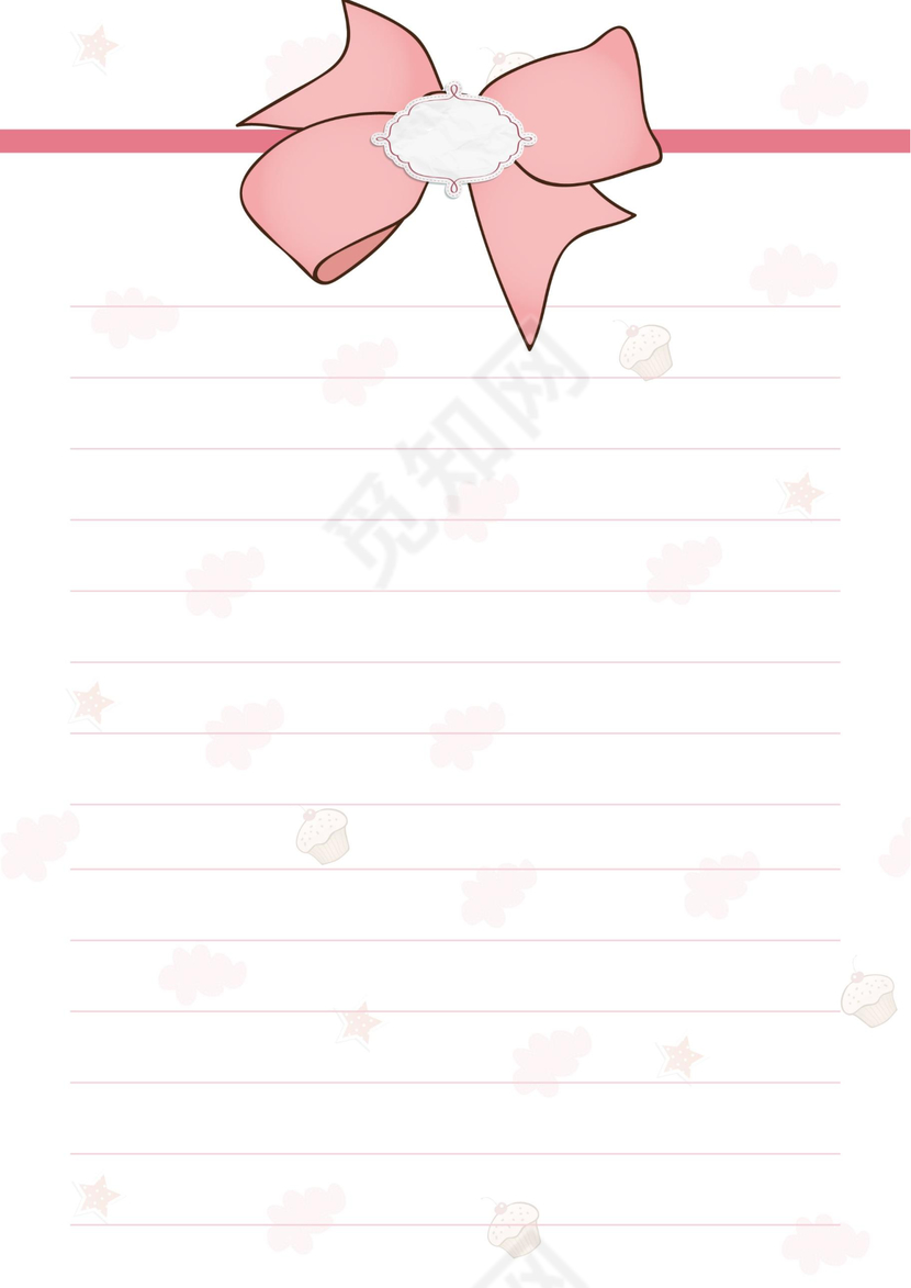 蝴蝶结卡通风信纸模板Word版矢量背景