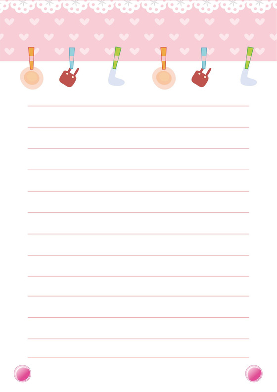 清新粉色卡通风信纸模板Word版矢量背景