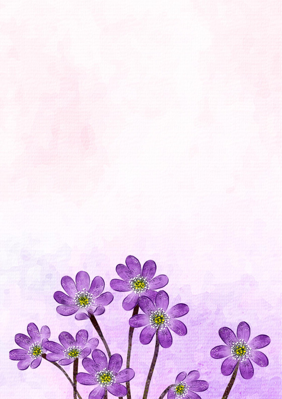 紫色花手绘风Word信纸模板