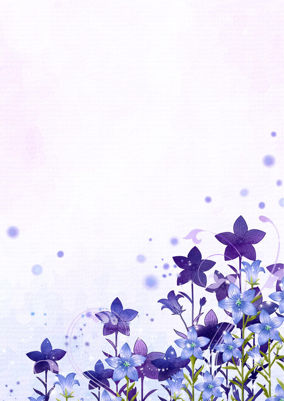 紫色花手绘风Word信纸背景模板