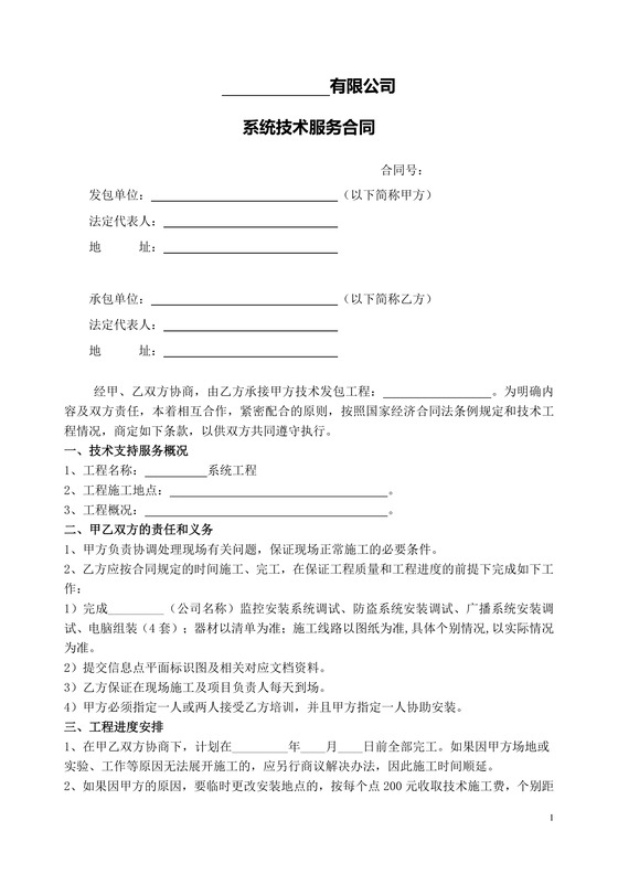 网络技术支持合同
