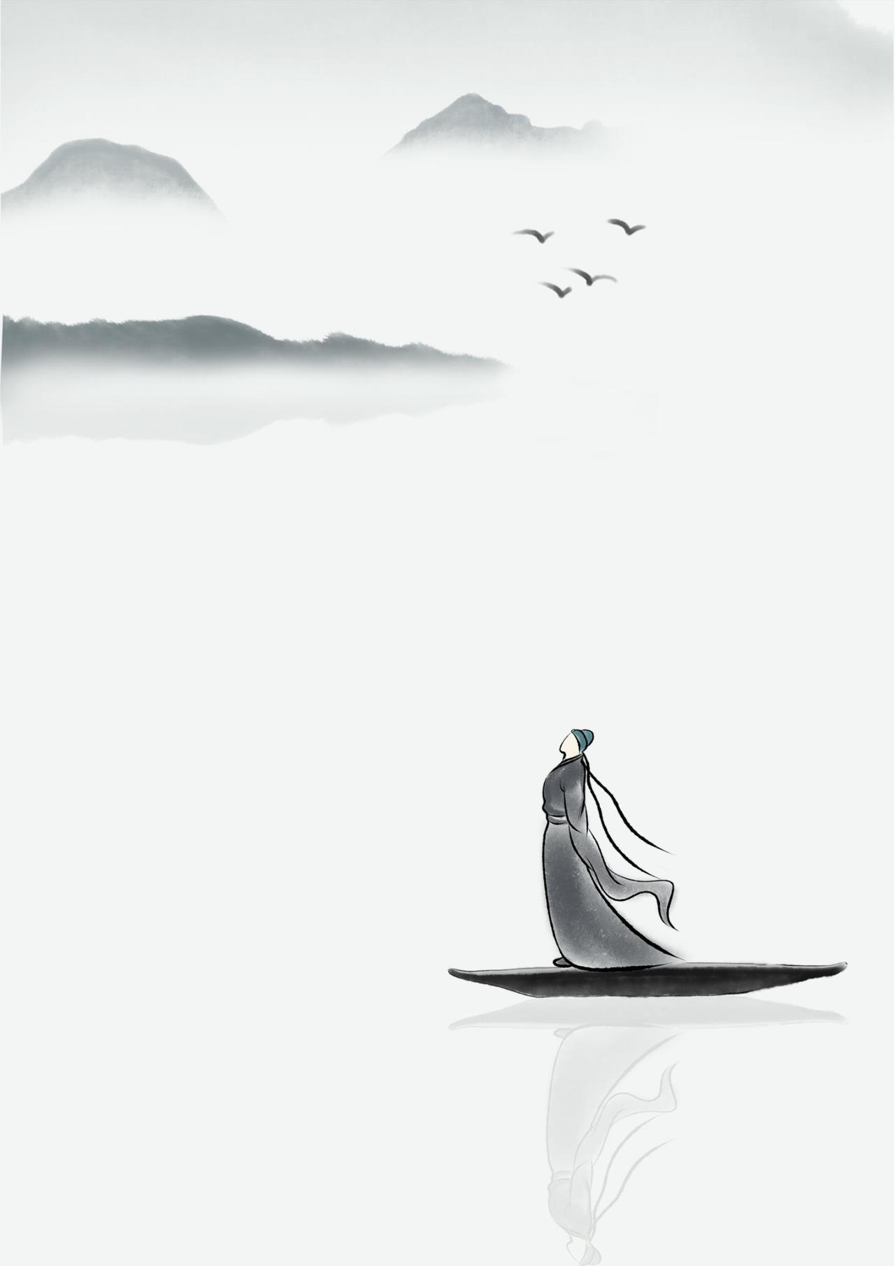 水墨诗人中国风word信纸模板设计