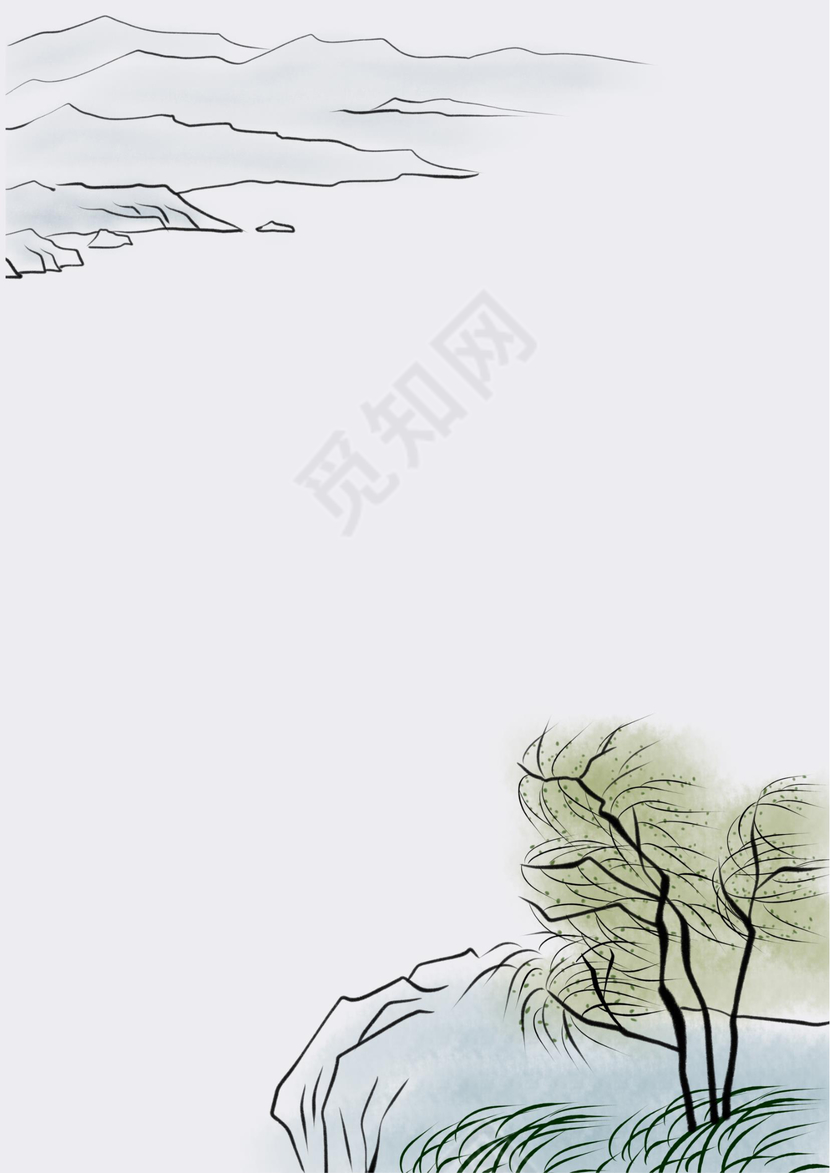 水墨诗画中国风Word信纸模板设计