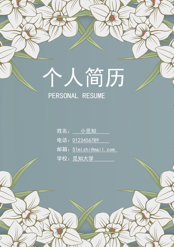 成套简历清新花纹个人简历word简历模板
