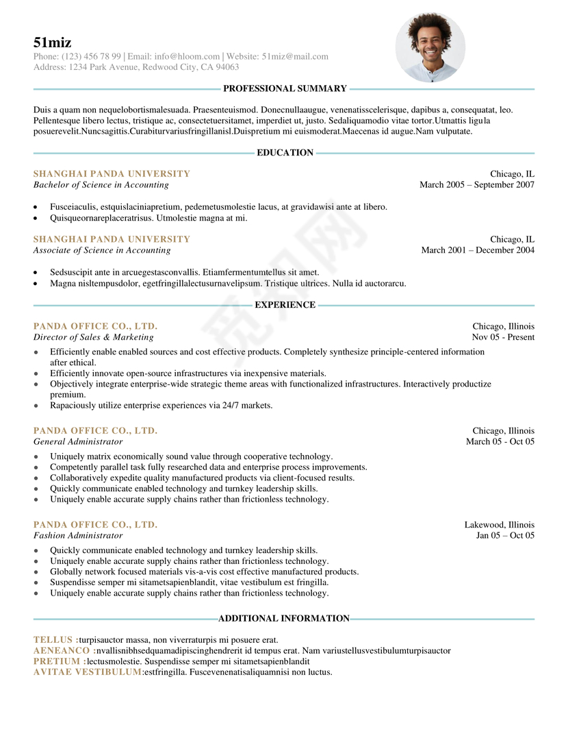 英文简约白绿个人英文简历word模板