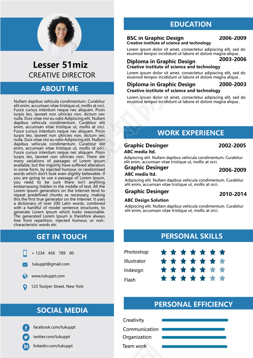 英文简约白兰大气个人简历word模板