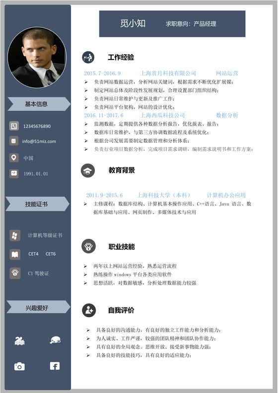 产品运营求职个人简历