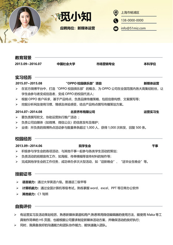 产品运营求职个人简历