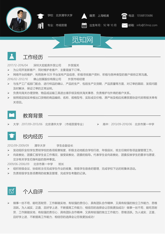 外贸个人求职简历267