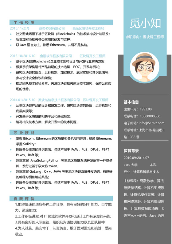 Java程序员商务简约求职竞聘个人简历单页