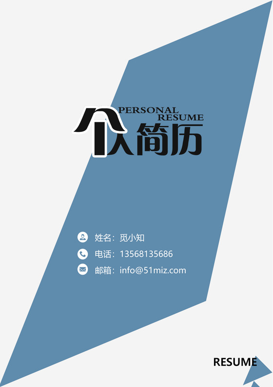 蓝色简约大气金融简历套装