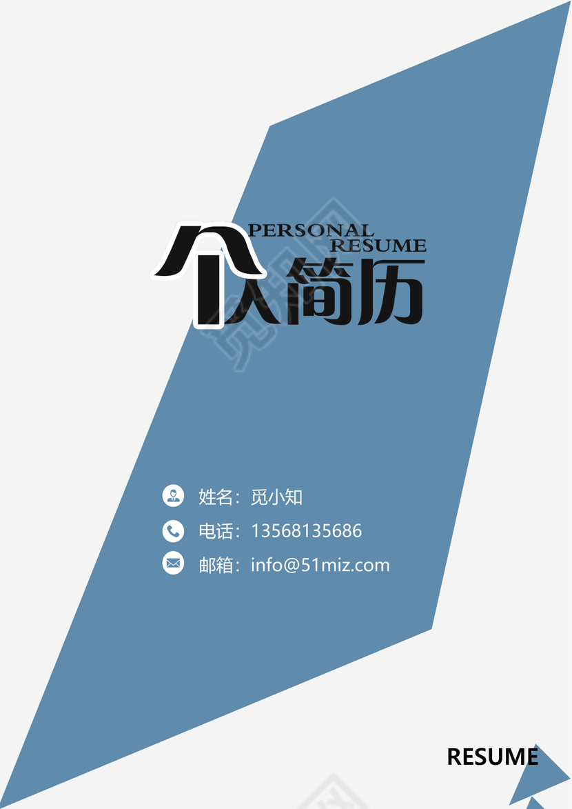 蓝色简约大气金融简历套装