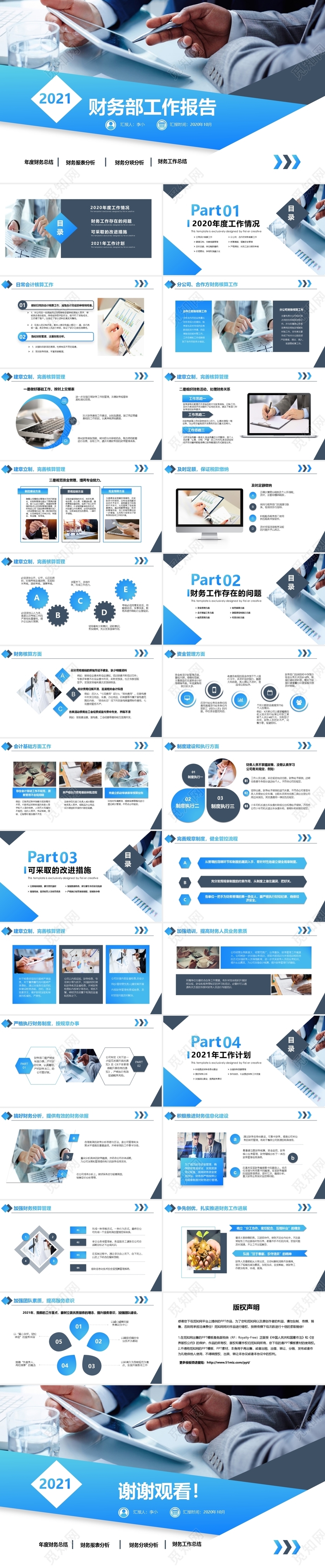 蓝色商务公司财务年终工作总结年终总结PPT