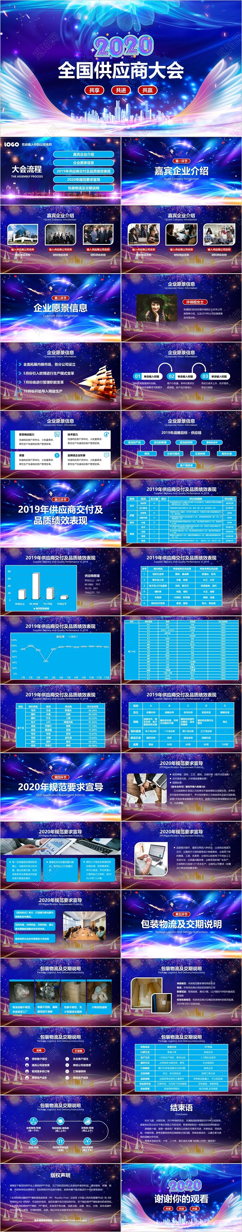 炫酷风经销商供应商大会年会PPT模板