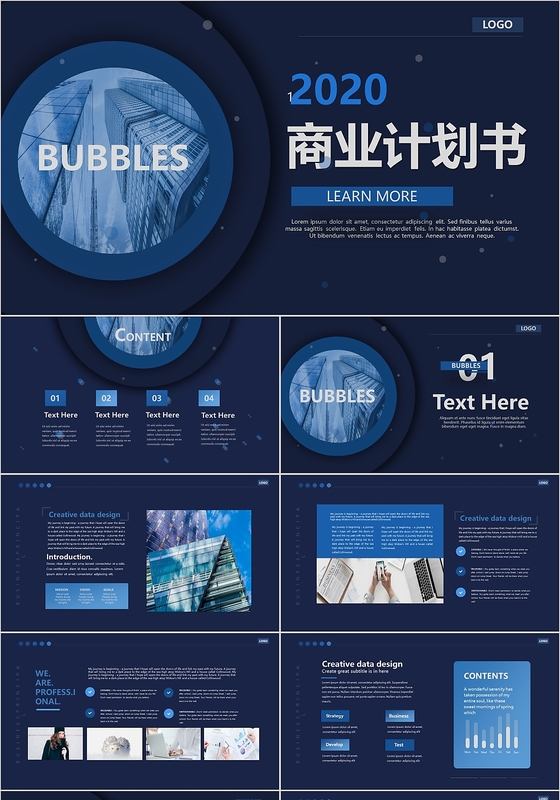 蓝色高端商务公司商业计划书PPT