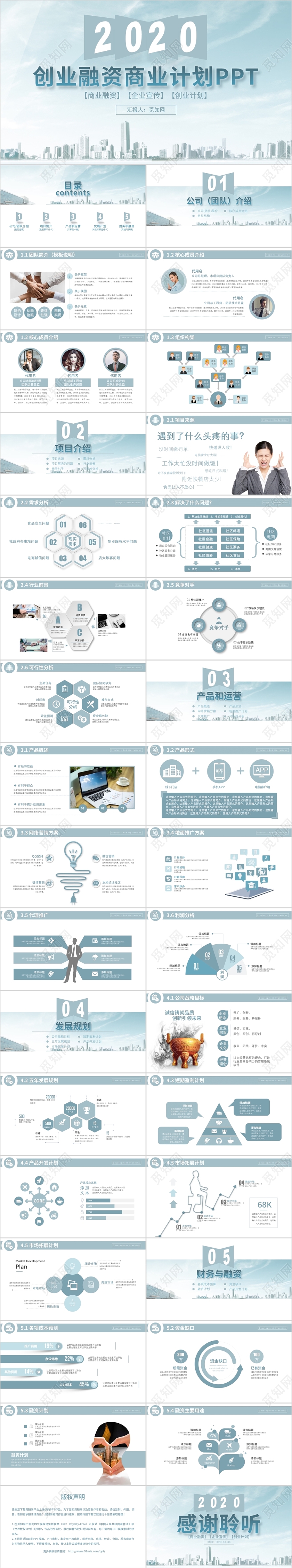 简约大气视频开场创业融资商业计划书企划书策划书PPT模板