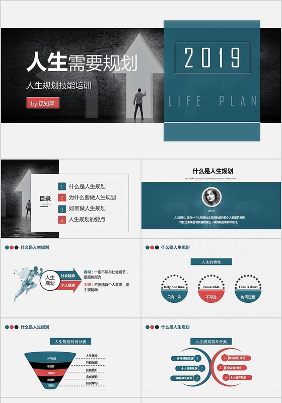 商务风蓝色人生需要规划人生规划技能培训PPT模板
