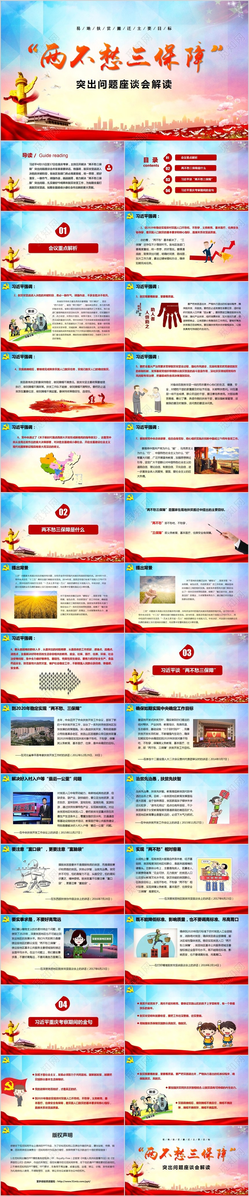 党政党课两不愁三保障突出问题座谈会PPT模板
