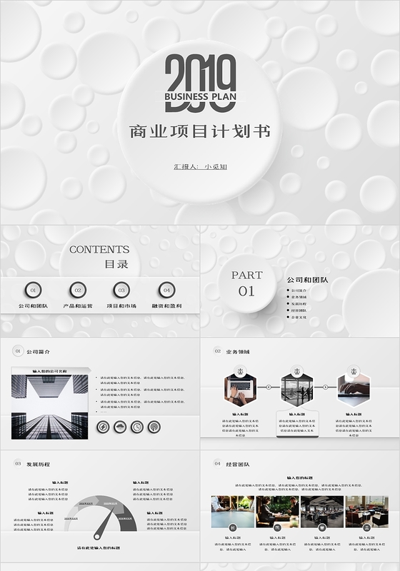黑白灰简约风高端商务通用商业项目计划书PPT模板