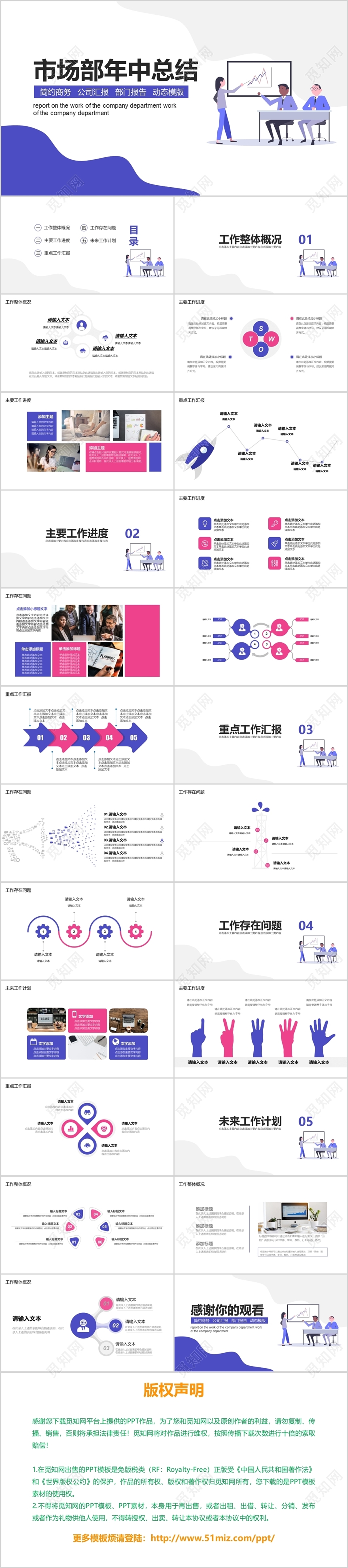 市场部年中总结PPT简约商务公司汇报部门报告动态模板PPT