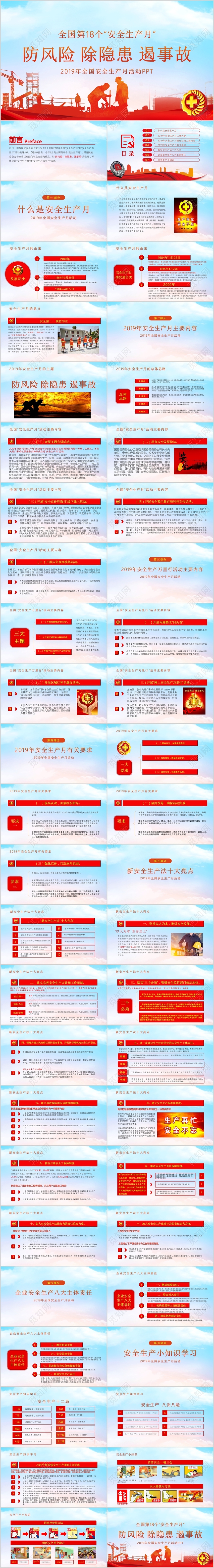 全国第18个安全生产月防风险除隐患遏事故党政党建党ppt