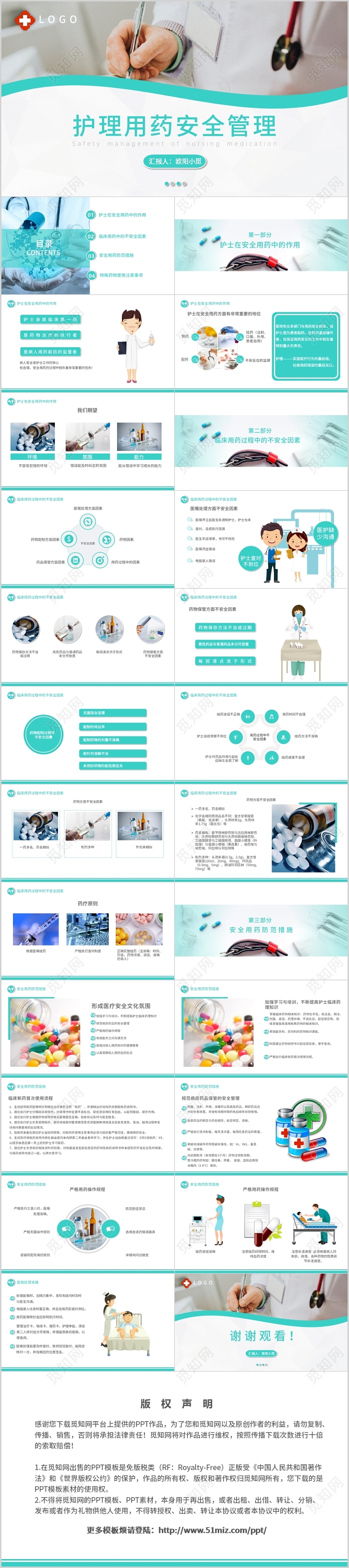 安全管理培训绿色医疗护理用药安全管理PPT模板医院护士培训ppt模板