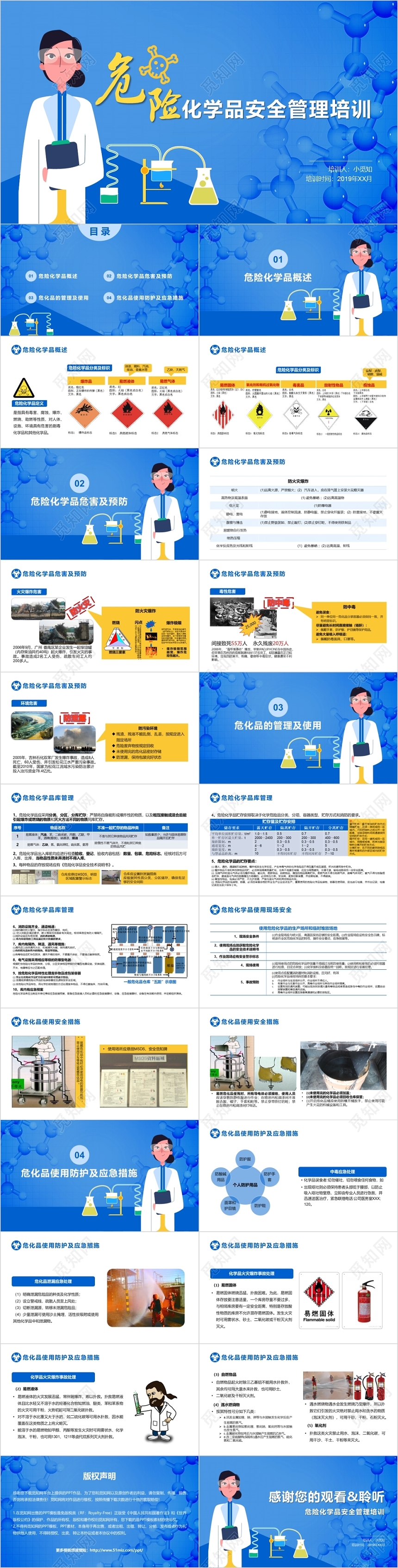 蓝色简约医疗风危险化学品安全管理培训课件PPT模板