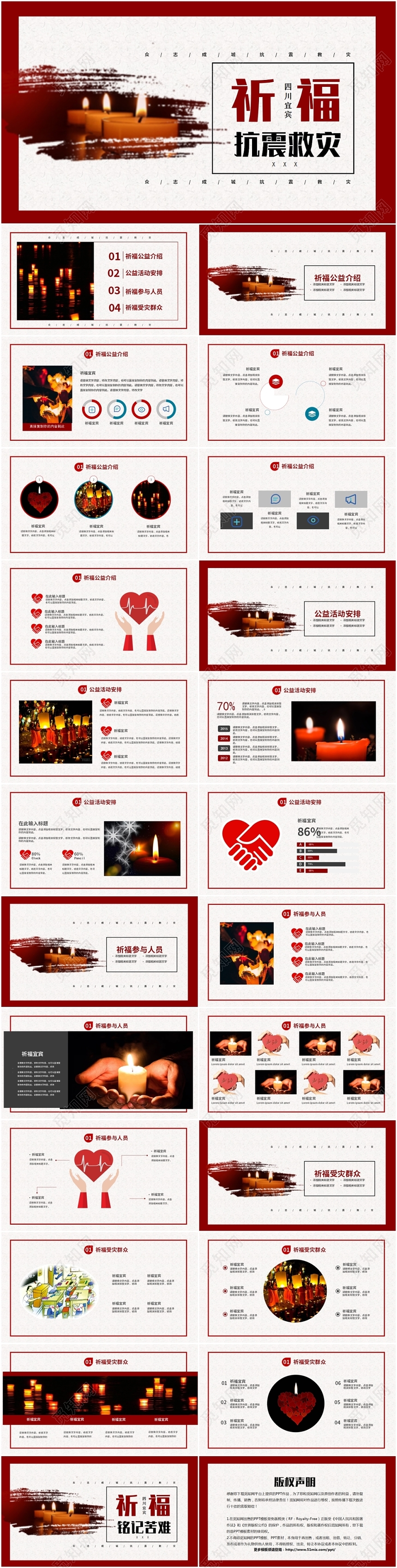 红色祈福四川宜宾抗震救灾公益主题活动策划PPT
