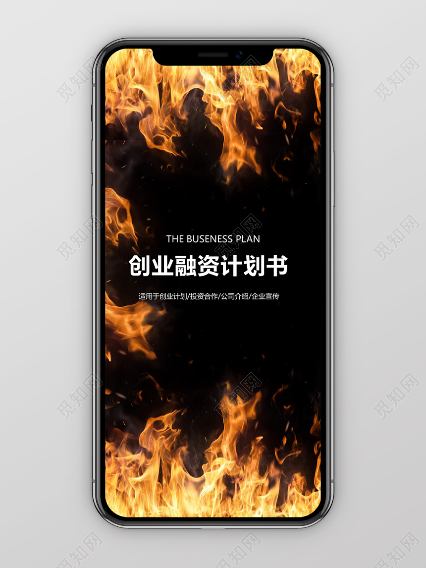 大气商务火焰黑色创业融资计划书ppt模板
