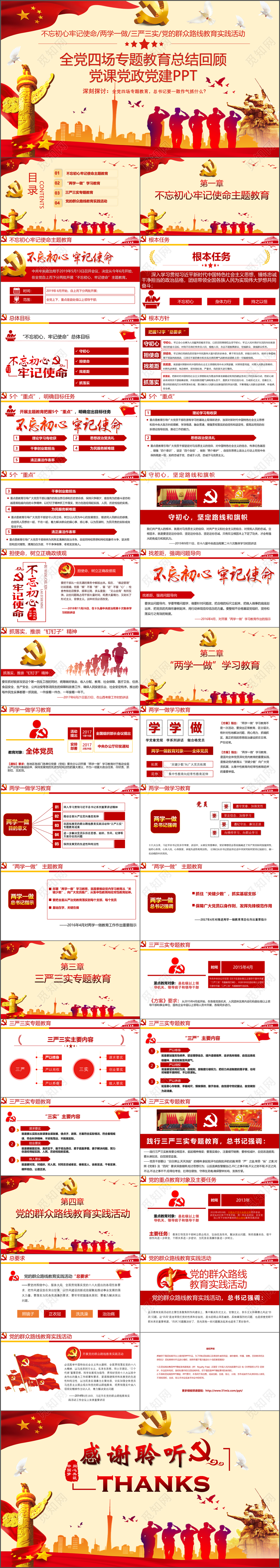 不忘初心牢记使命全党四场专题教育总结党建党课党政ppt