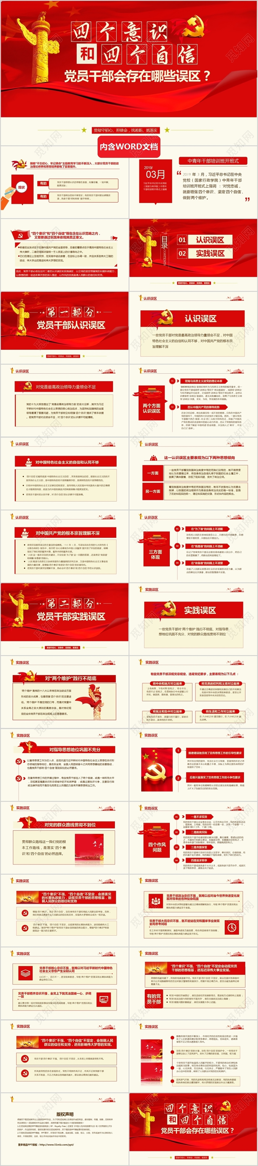 党政党课党员干部对四个意识和四个自信存在的误区PPT