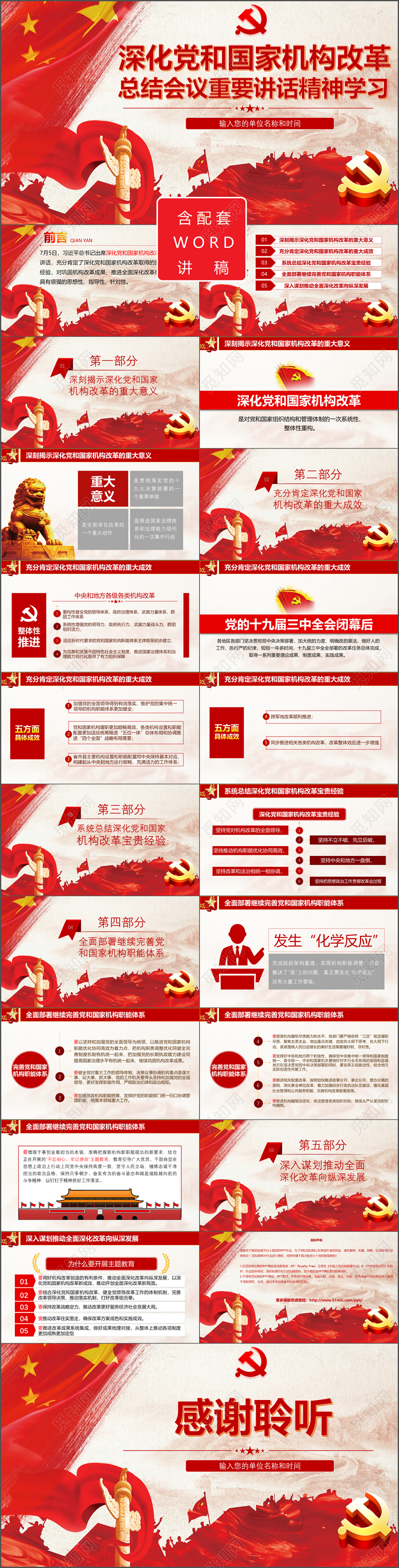 深化党和国家机构改革总结会议重要讲话精神党政党课党建PPT