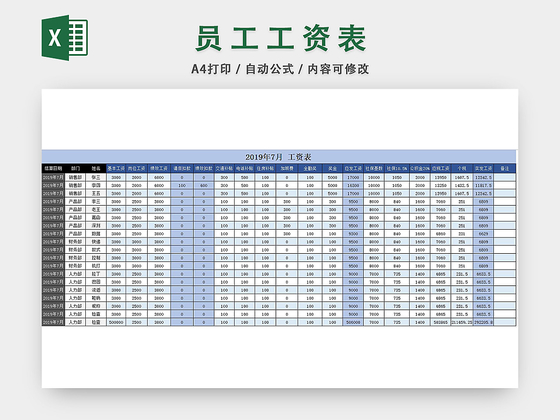 自动生成工资表商务