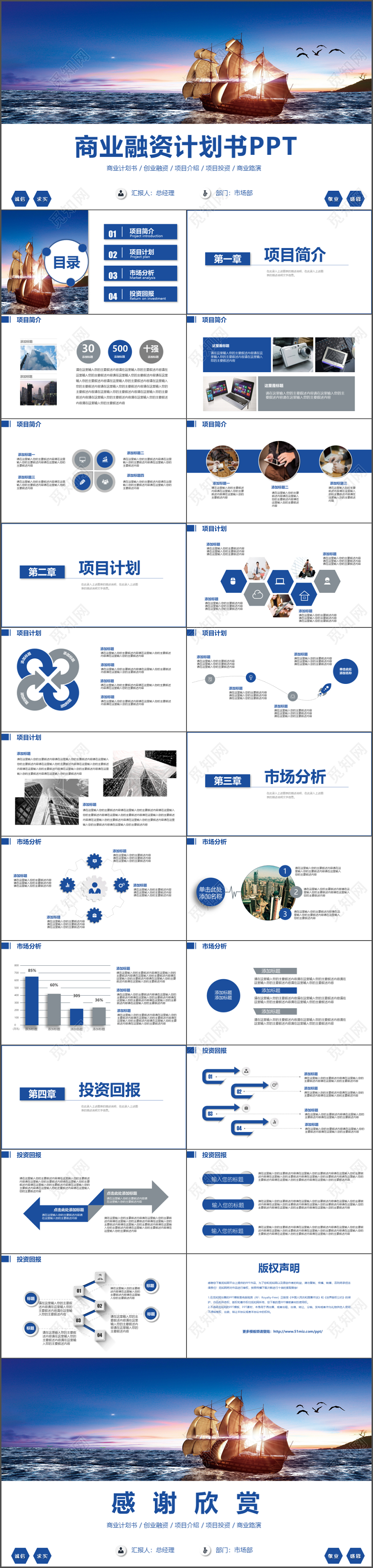 2019年简约商务通用创业融资商业计划书PPT模板
