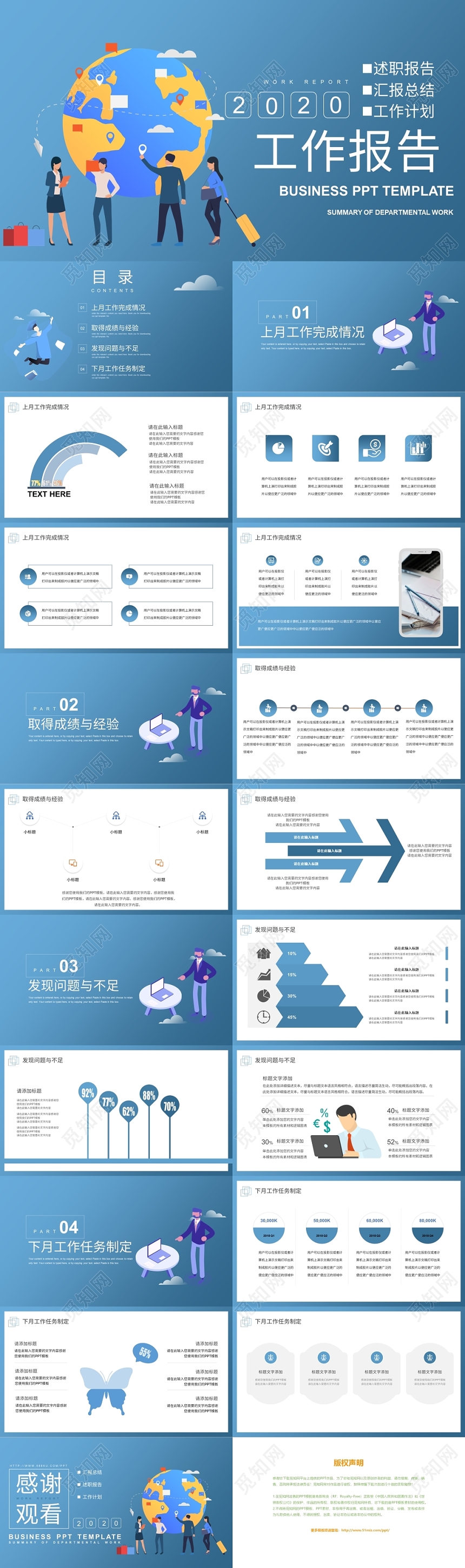 简约大气工作总结述职报告工作计划PPT模板