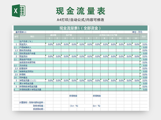 企业简约现金流量表模板