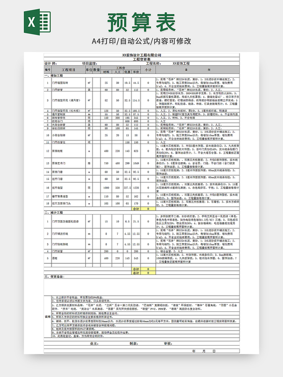 会计预算表模板