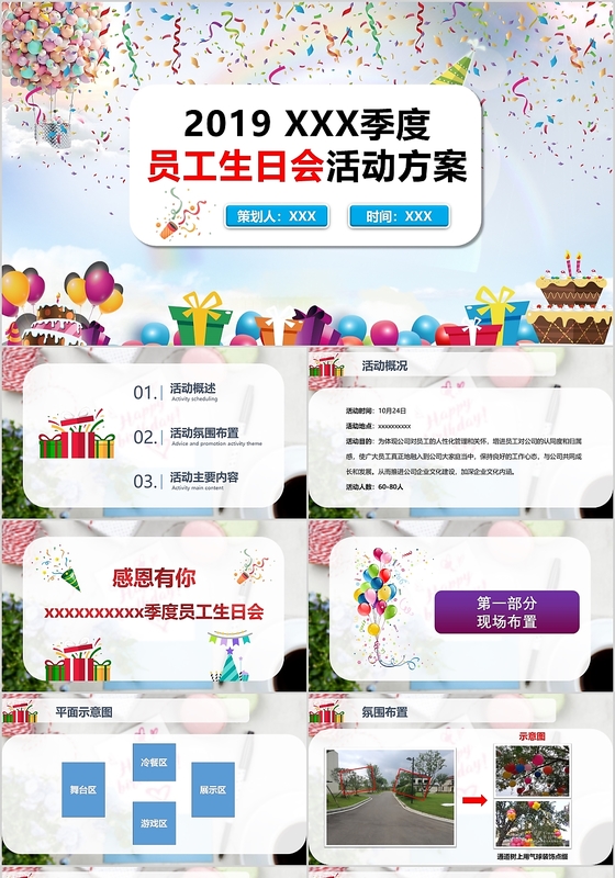 商务简约企业文化员工生日会活动策划方案PPT模板