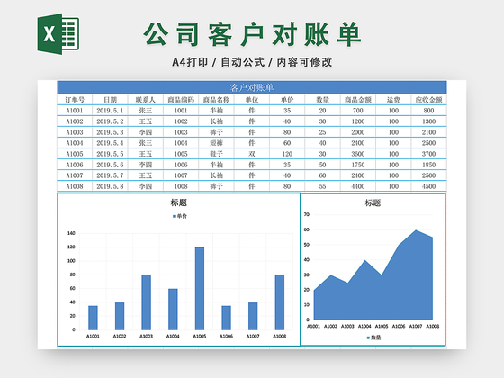 公司客户对账单表格EXCEL模板