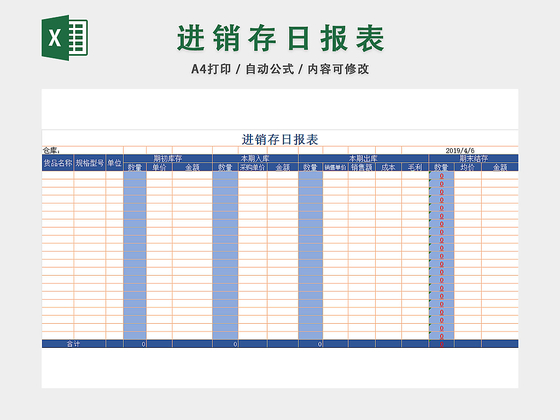 仓库管理进销存日报表