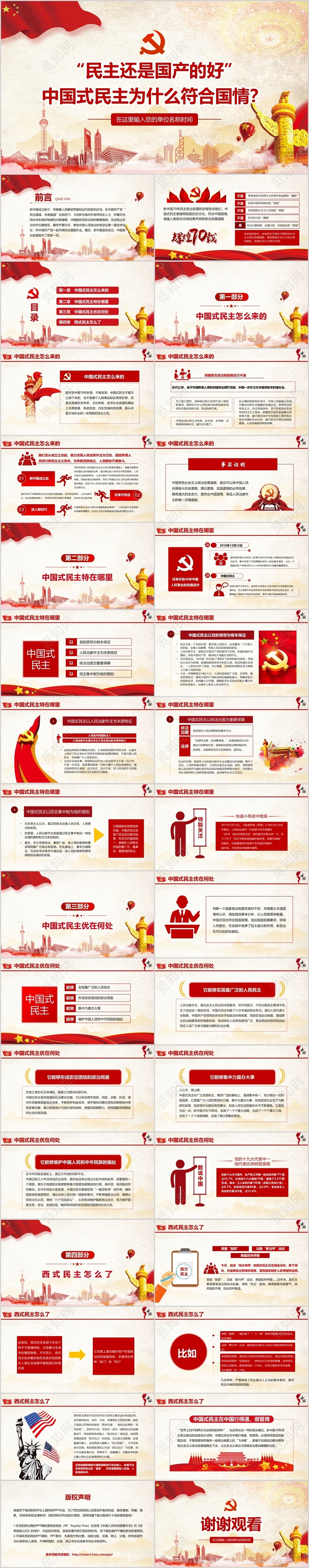 红色党政党建党课中国式民主为什么符合国情PPT模板