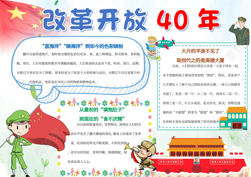 改革开放四十年小报word手抄报