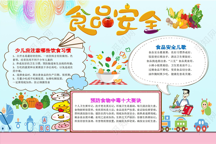 清新卡通关注食品安全宣传word模板